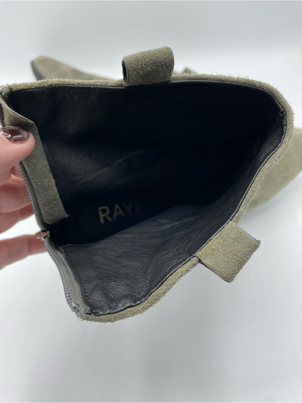 RAYE Olive Suede Ankle Booties with Block Heel - Picture 11 of 14